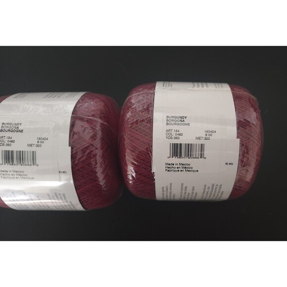 Aunt Lydias Cotton Crochet Thread Classic 10 Burgundy 0492 - Set of 2 - New - Picture 5 of 7